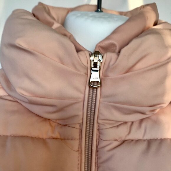 GUESS stretch water/windproof blush pink puffer moto contrasting vegan leather M - Picture 6 of 16